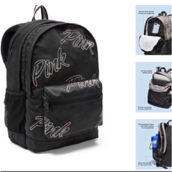 VS PINK Campus Backpack - Black Rhinestone - Picture 3 of 8